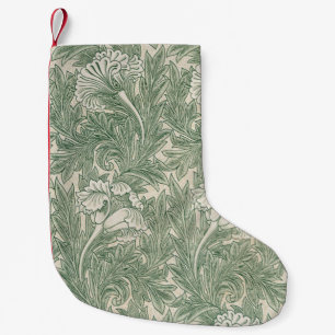 Petite Chaussette De Noël William Morris tulip fond textile vert