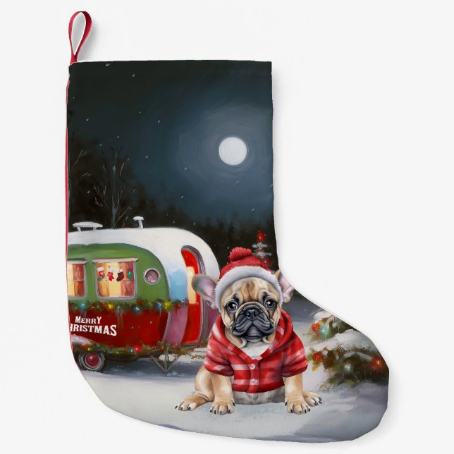 Petite Chaussette De Noël Winter French Bulldog Caravan Christmas Adventure (Devant)