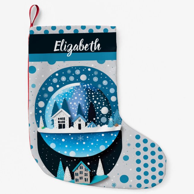 Petite Chaussette De Noël Winter Wonderland Snow Globe Accueil pour Noël (Devant)