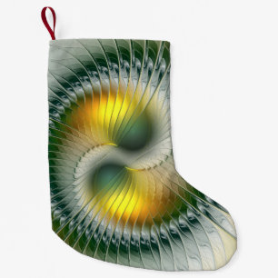 Petite Chaussette De Noël Yin Yang Vert Jaune Abstrait coloré Fractal