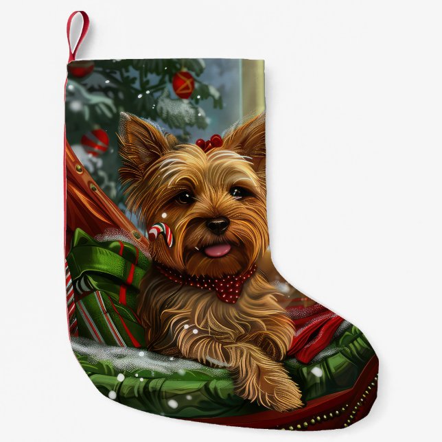 Petite Chaussette De Noël Yorkshire Terrier Chien Fête de Noël (Devant)