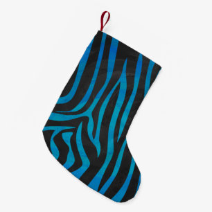 Petite Chaussette De Noël Zebra Black et Blue Print
