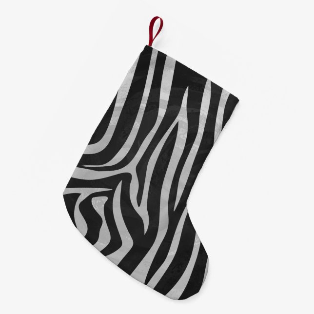 Petite Chaussette De Noël Zebra noir et gris clair (Devant (Accrochage))