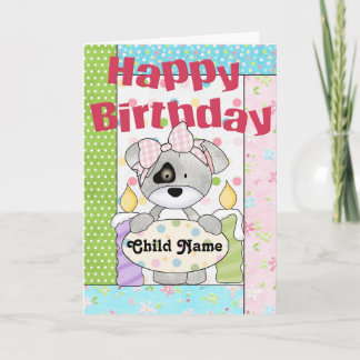 Petite chienne personnalisable Bonne carte d'anniv