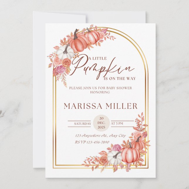 Petite citrouille arrive bientôt - Invitation (Devant)