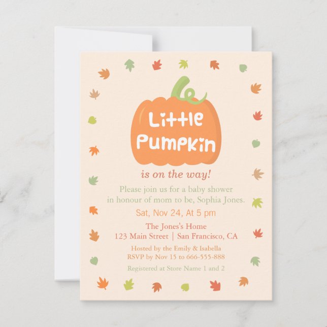 Petite Citrouille Baby Shower Invitations (Devant)