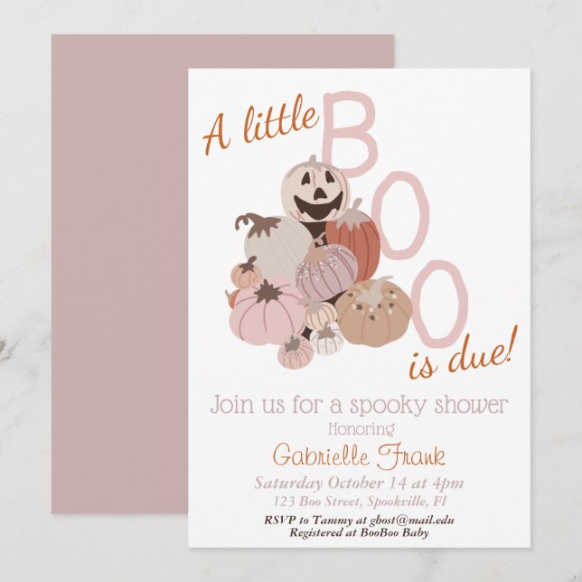 Petite Citrouille fille Baby shower Invitation (Devant / Derrière)