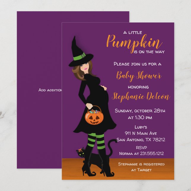 Petite Citrouille Halloween Baby shower Invitation (Devant / Derrière)