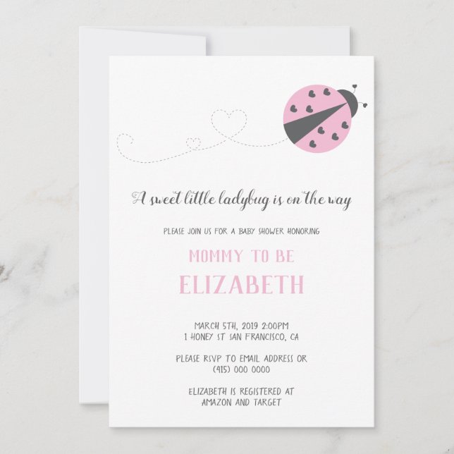 Petite coccinelle baby shower invitation QR (Devant)