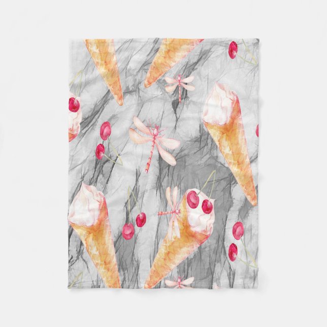 Petite couverture en polaire avec cônes en crème g (Devant)