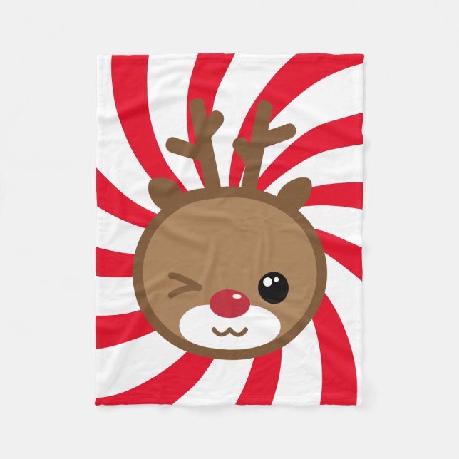 Petite couverture en polaire Kawaii Reindeer (Devant)