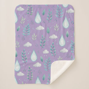 Petite couverture sherpa nuage de pluie violet
