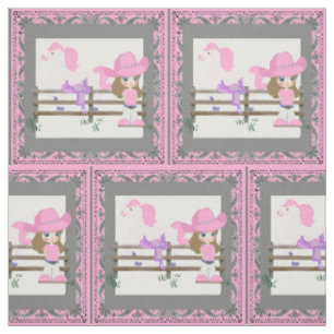 Petite cow-girl occidentale sur le tissu 4,5" de
