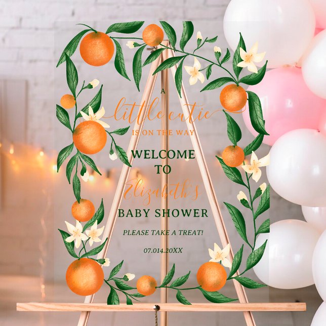 Petite cuite d'agrumes botaniques orange (Botanical citrus orange little cutie welcome acrylic sign)