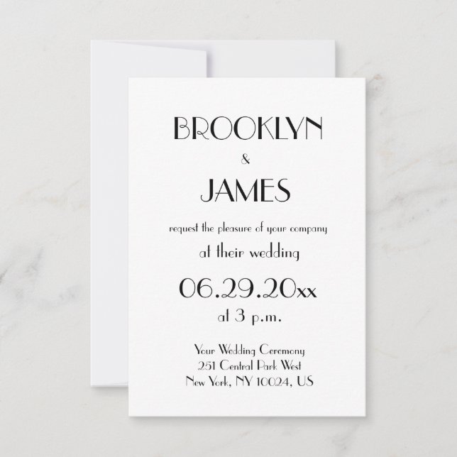 Petite Déco minimale blanc mariage invitations (Devant)