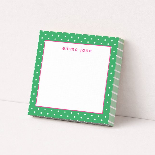 Petite Dots Pink and Green Personalized Post-it Klebezettel (Von Creator hochgeladen)