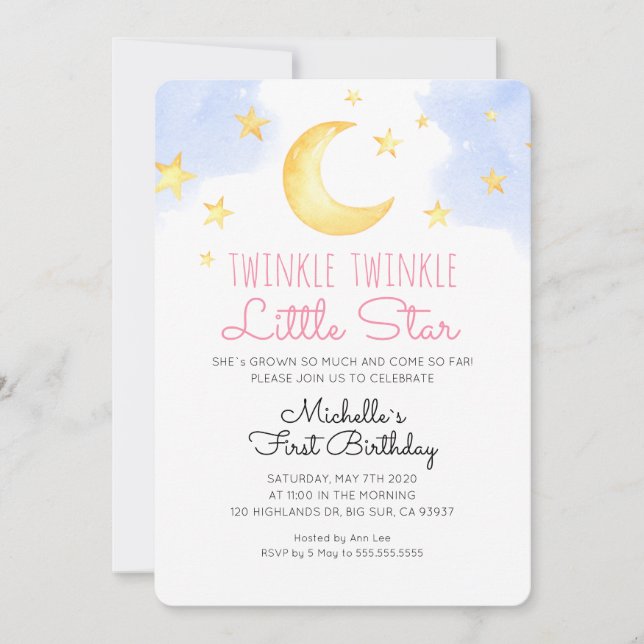 Petite étoile Baby Invitation anniversaire (Devant)
