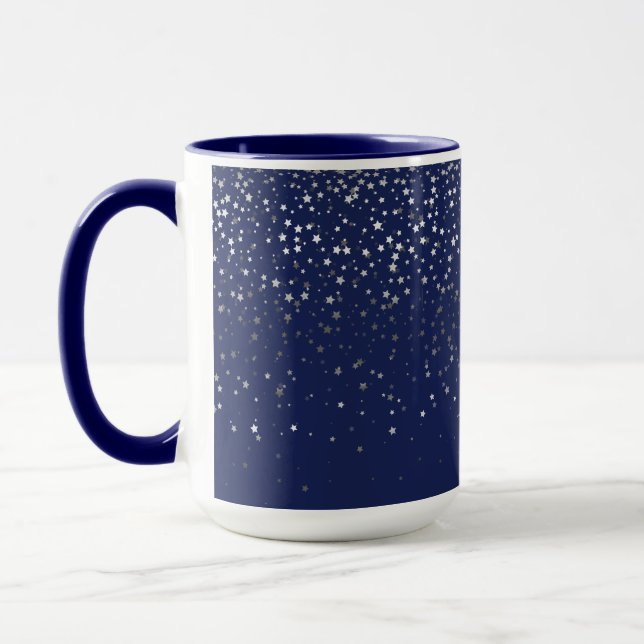 Petite Étoiles Gris Argent Café Mug Minuit (Gauche)