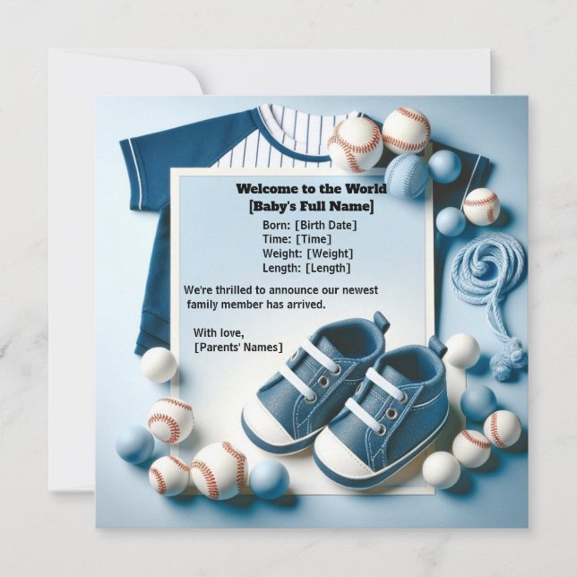 Petite Faire-part de naissance Slugger (Devant)