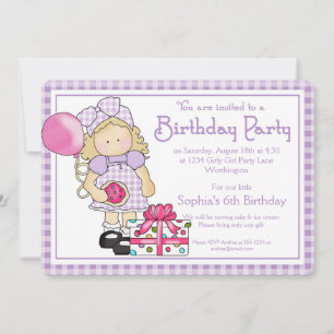 Petite fille Anniversaire Fête Invitation Pays Fil