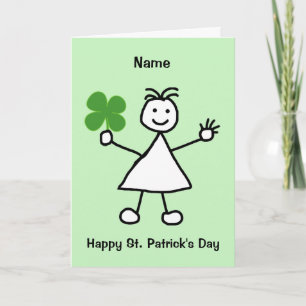 Petite fille avec la carte Shamrock St Patrick's D