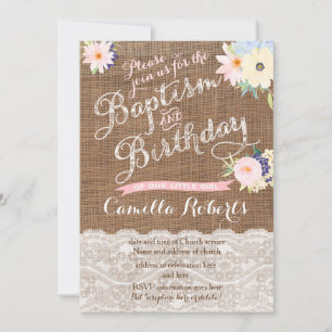 Petite fille Baptême et invitations d'anniversaire