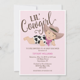 Petite fille Bébé Fille Douche Invitation Brunette