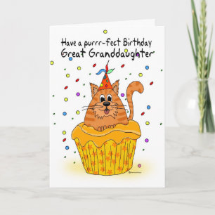petite-fille carte d'anniversaire avec ginger cat