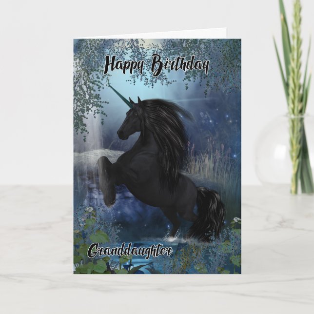 Petite-fille, carte d'anniversaire de l'Unicorne (Devant)