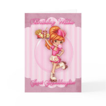 petite-fille carte d'anniversaire - jolie serveuse