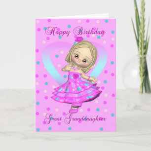 petite-fille carte d'anniversaire - rose et bleu
