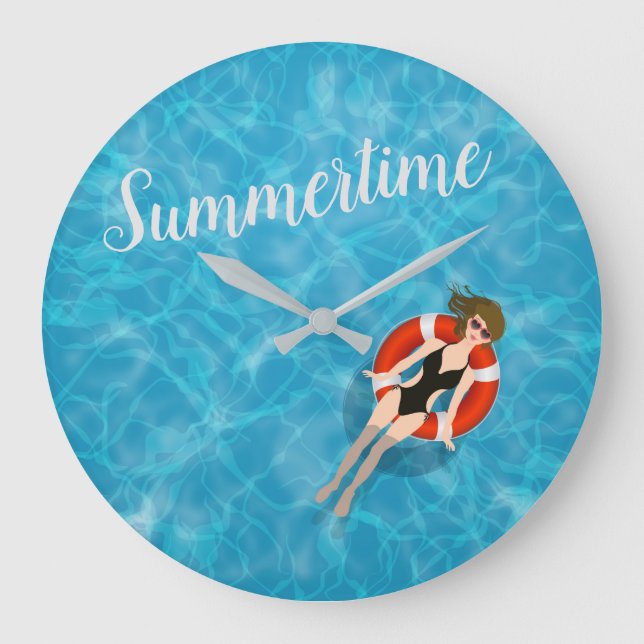 Petite fille de la piscine d'été Grande horloge (Recto)
