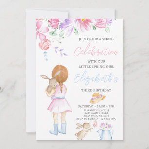 Petite fille de printemps Invitation d'anniversair