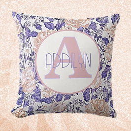 Petite fille douce coussin floral personnalisé