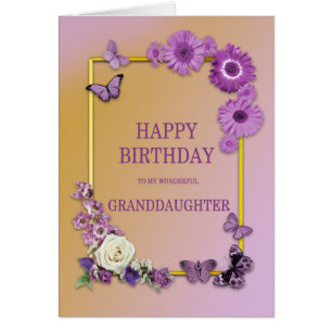 Petite-fille Fleurs d'anniversaire et papillons