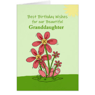 Petite-fille Meilleur Anniversaire Souhaite Fleurs