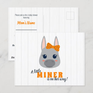 Petite fille Mineurs Orange Baby shower Invitation