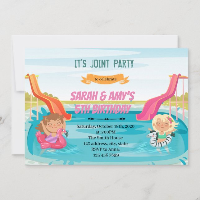 Petite fille Watersilde invitation (Devant)