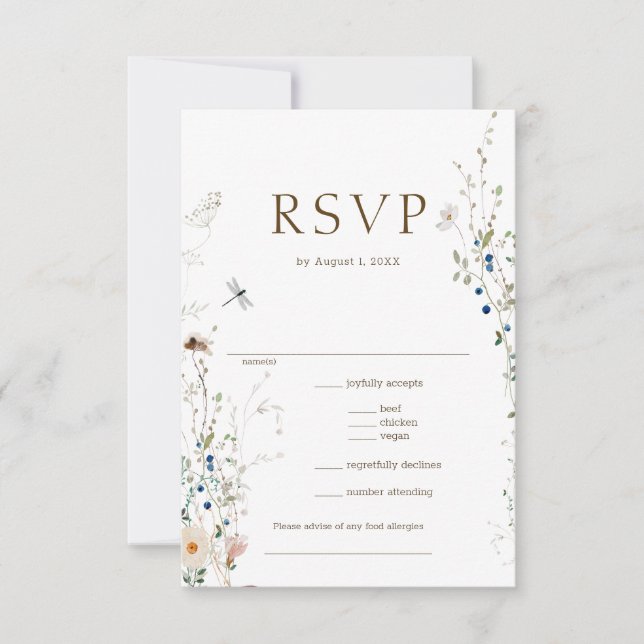 Petite Fleur sauvage Mariage choix RSVP (Devant)