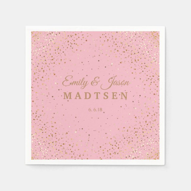 Petite Golden Stars Hochzeitspapier Napkins Serviette (Vorderseite)