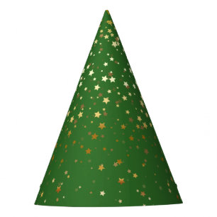 Petite Golden Stars Party Hat-Green Partyhütchen