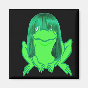 petite grenouille verte avec aimant perruque vert