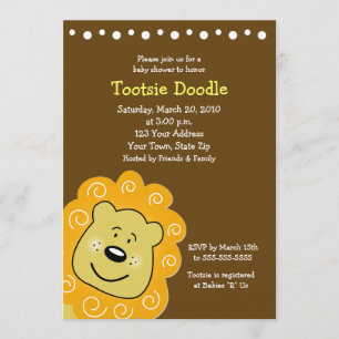 Petite invitation 5 x 7 de baby shower de lion de