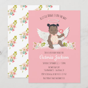 Petite invitation à la douche de bébé d'ange ethni