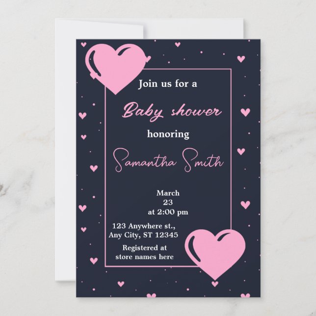 petite invitation au baby shower amoureux (Devant)