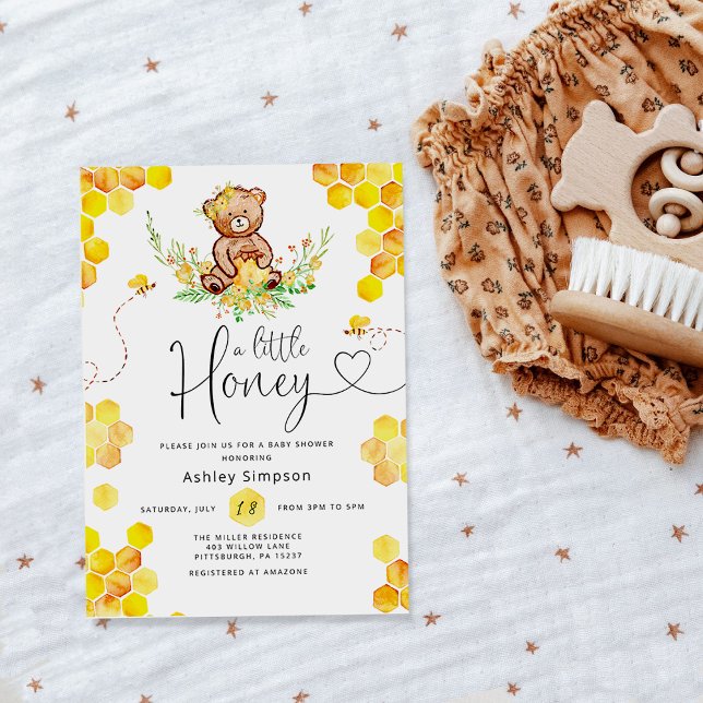 Petite invitation au baby shower d'ours miel (Créateur téléchargé)