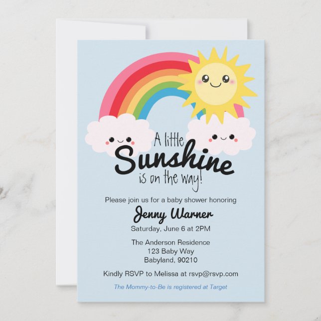 Petite invitation au Baby shower du soleil (Devant)