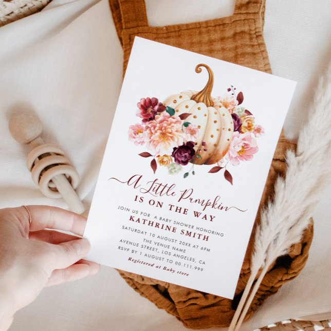 petite invitation au baby shower fleuri citrouille (Créateur téléchargé)