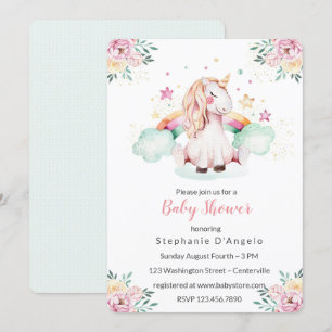 Petite invitation au Baby shower Unicorn