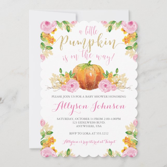 Petite invitation Baby shower Citrouille (Devant)